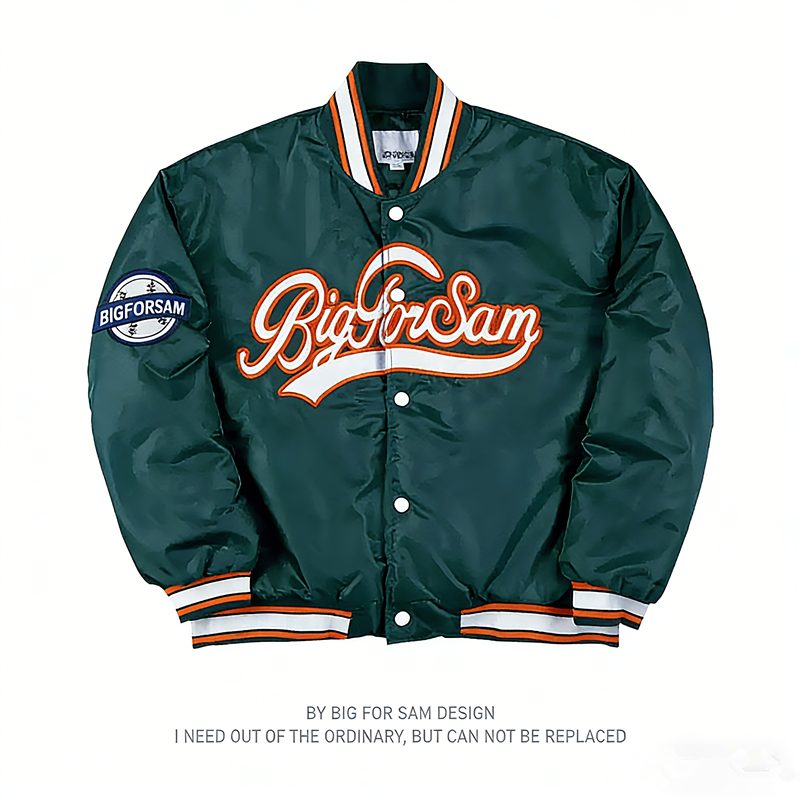 美式刺绣棒球服男春秋高街宽松情侣嘻哈薄款棉衣外套