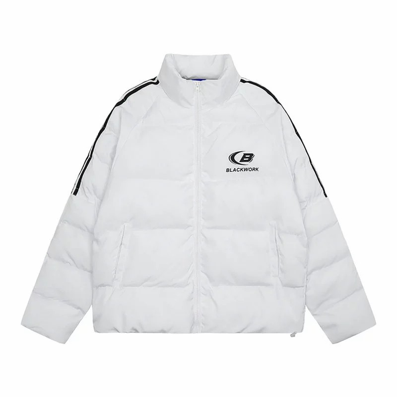 国潮美式印花条纹棉衣棉服男秋冬季加厚情侣面包服外套