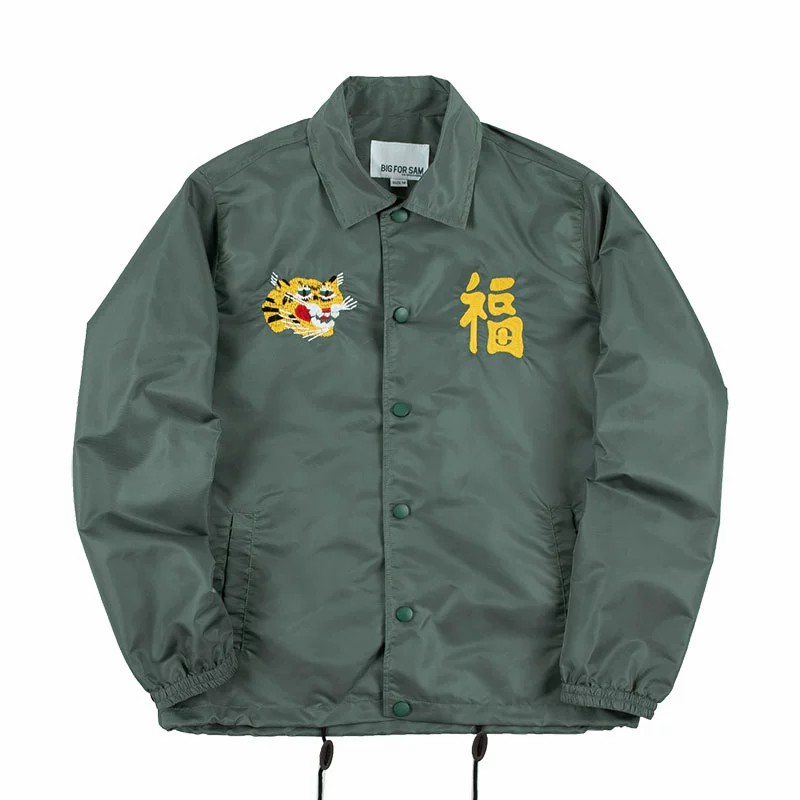 复古刺绣教练夹克男高街潮牌横须贺翻领情侣嘻哈外套