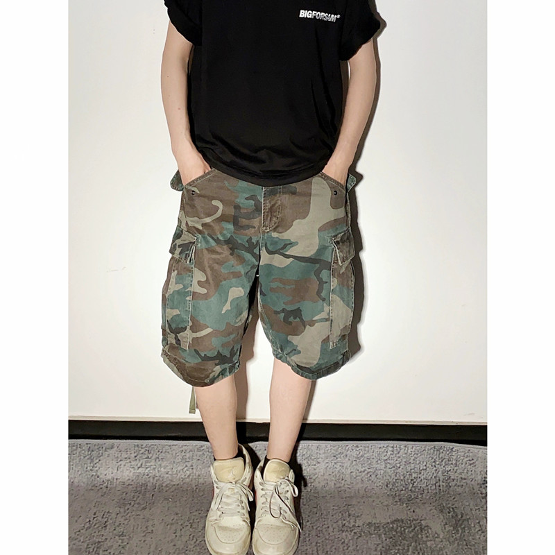 美式复古重磅水迷彩多袋短裤经典还原M65工装裤M51军事风伞兵裤潮